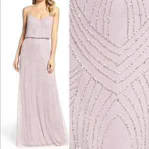 Adrianna Papell Beaded Chiffon Blouson Gown Sz 12